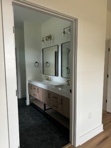wooden vanity bathroom remodel