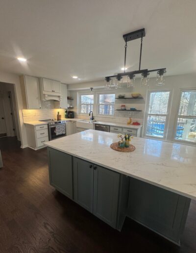 after kitchen remodel marble counter top island