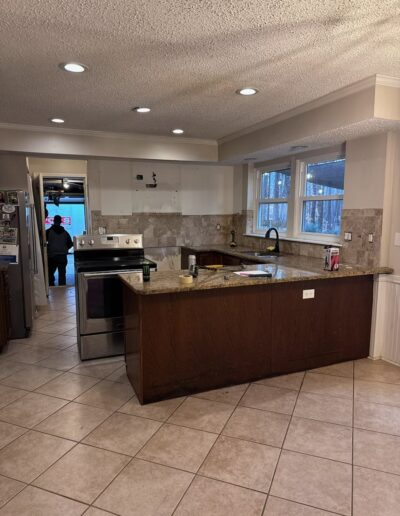 during kitchen remodel front view