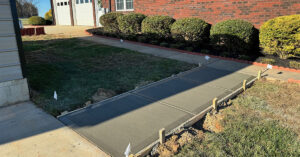 newly formed concrete steps with rebar support