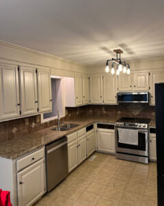 kitchen renovation with black accent hardware