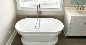 upgraded master bath with rain shower head