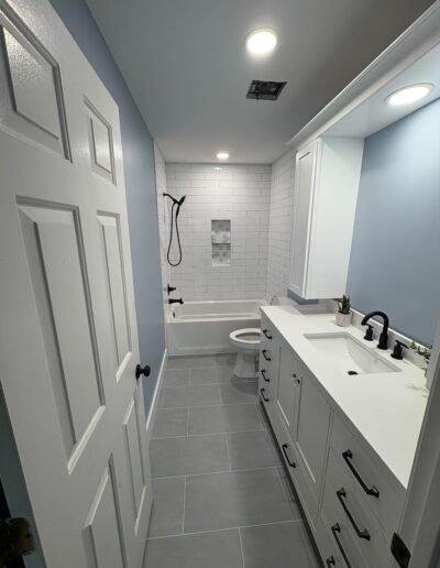 bathroom remodel in charlotte nc with subway tile shower and recessed niche