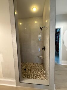new walk in shower front angle view