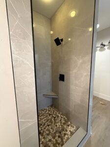 new walk in shower side angle view